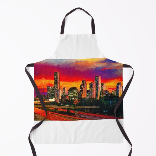 Item preview, Skyline of downtown Houston, Texas, in the evening designed and sold by NickoPrints.