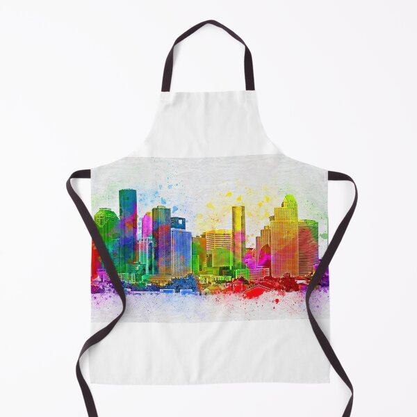 Item preview, Downtown Houston skyline - colorful painting designed and sold by NickoPrints.