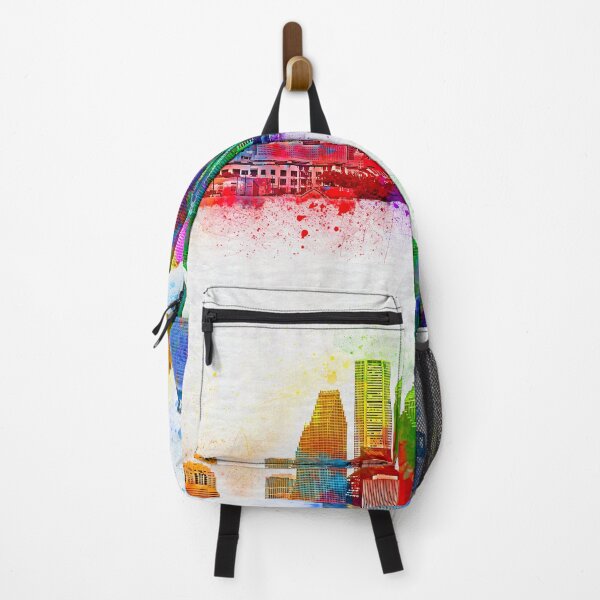 Item preview, Downtown Houston skyline - colorful painting designed and sold by NickoPrints.