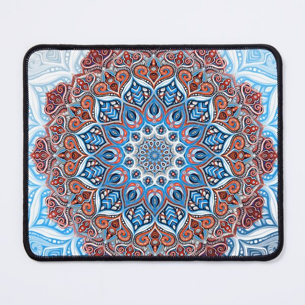 Item preview, Hyper Detailed Dreamy Mandala in Blue and Red designed and sold by micklyn.