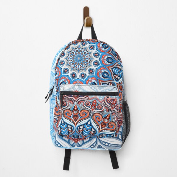 Item preview, Hyper Detailed Dreamy Mandala in Blue and Red designed and sold by micklyn.