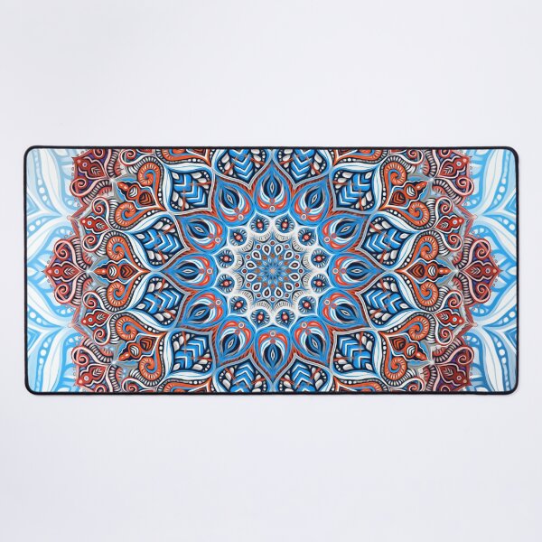 Item preview, Hyper Detailed Dreamy Mandala in Blue and Red designed and sold by micklyn.
