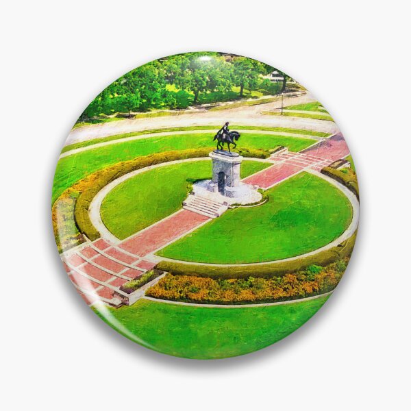 Item preview, Aerial of the Sam Houston Monument in the Hermann Park, Houston, Texas - digital painting designed and sold by NickoPrints.