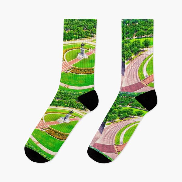 Item preview, Aerial of the Sam Houston Monument in the Hermann Park, Houston, Texas - digital painting designed and sold by NickoPrints.