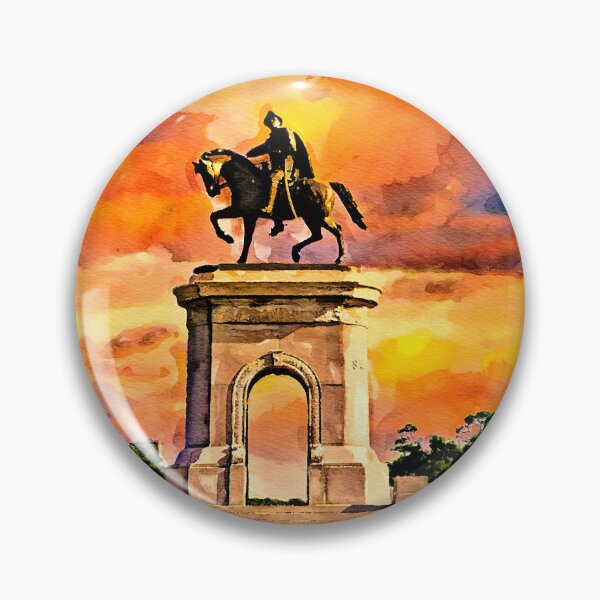 Item preview, The Sam Houston Monument in the Hermann Park, at sunset - watercolor painting designed and sold by NickoPrints.