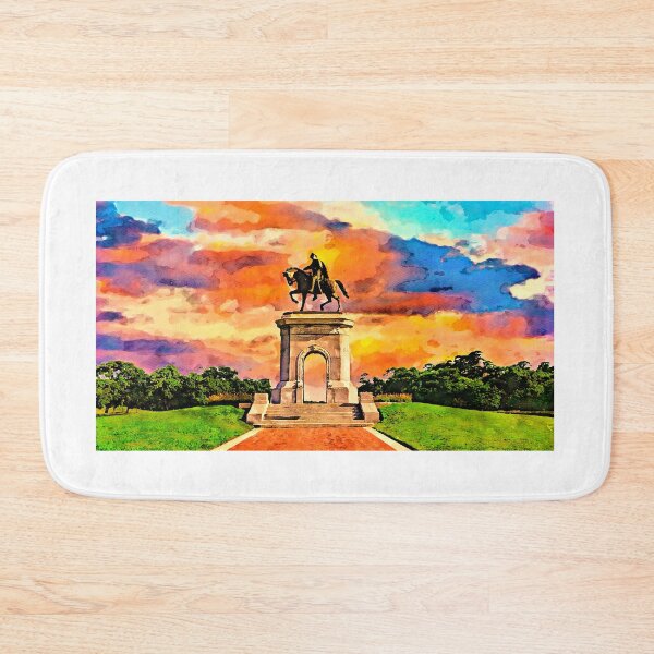 Item preview, The Sam Houston Monument in the Hermann Park, at sunset - watercolor painting designed and sold by NickoPrints.