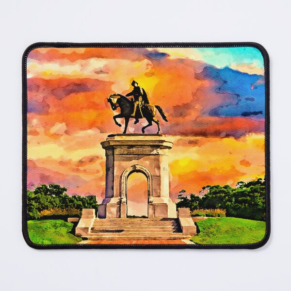 Item preview, The Sam Houston Monument in the Hermann Park, at sunset - watercolor painting designed and sold by NickoPrints.