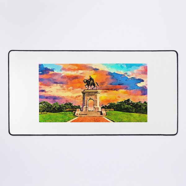 Item preview, The Sam Houston Monument in the Hermann Park, at sunset - watercolor painting designed and sold by NickoPrints.