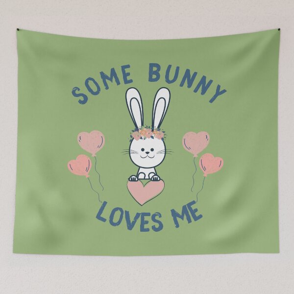 Item preview, Some Bunny Loves Me | Happy Holidays | Easter Bunny | Pink Hearts | Cute Rabbit designed and sold by Digital-Thought.