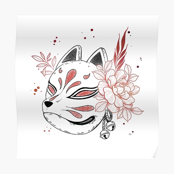 Kitsune Mask Flowers Poster For Sale By Kalikagraphisme Redbubble 4925