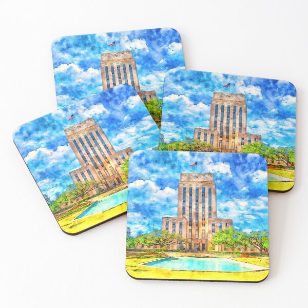 Item preview, Houston City Hall - pen and watercolor designed and sold by NickoPrints.