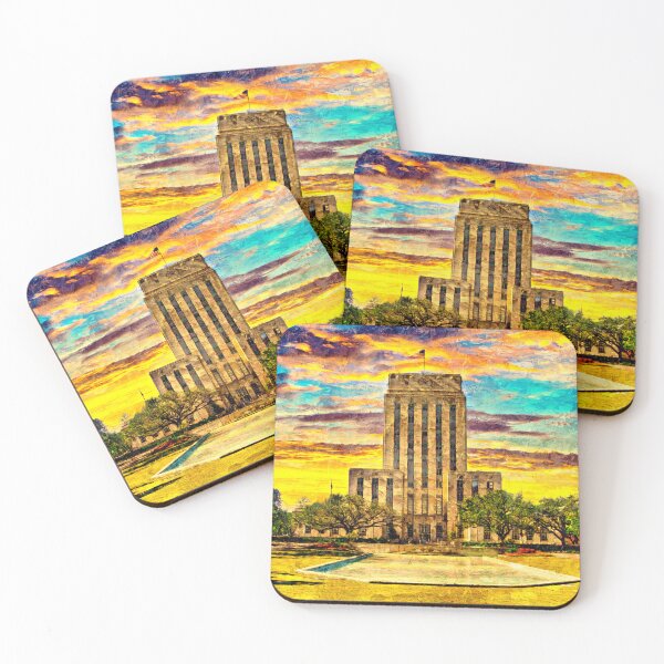 Item preview, Houston City Hall at sunset - digital painting designed and sold by NickoPrints.