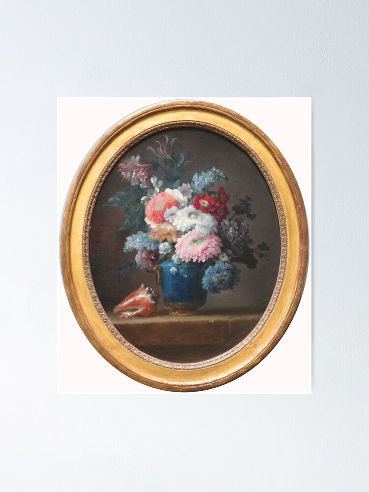 "Vase of Flowers with Conch Shell by Anne VallayerCoster, French, 1780