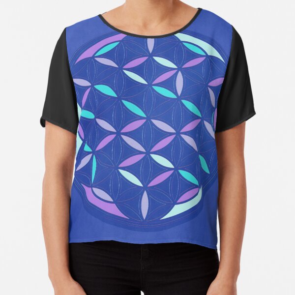 Blume des Lebens 2017 blau Chiffon Top