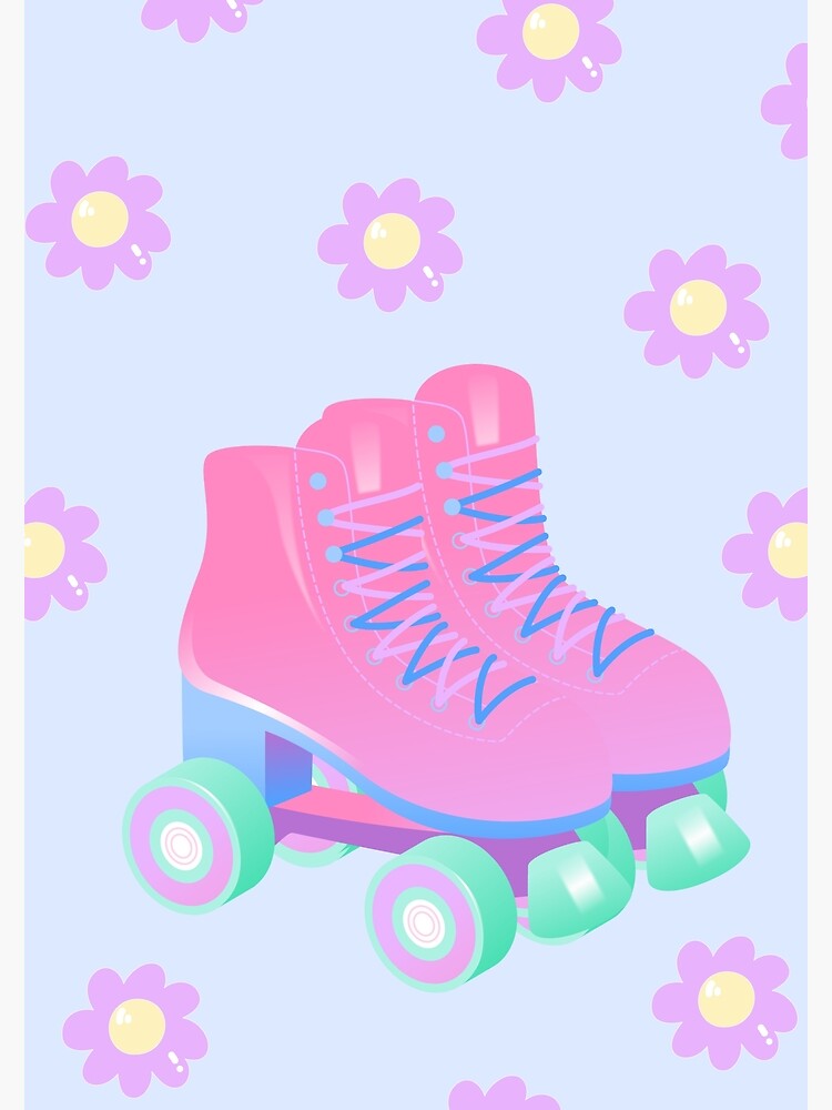"Pastel Pink Roller Skates Digital Art Print Y2K" Poster for Sale by