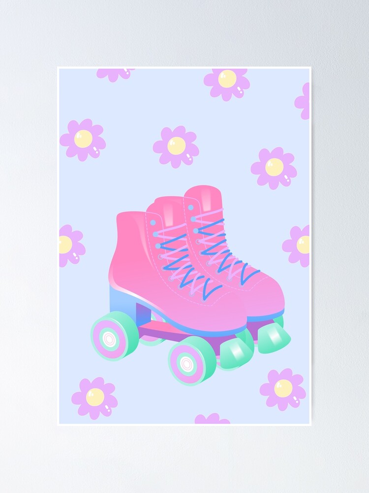 "Pastel Pink Roller Skates Digital Art Print Y2K" Poster for Sale by