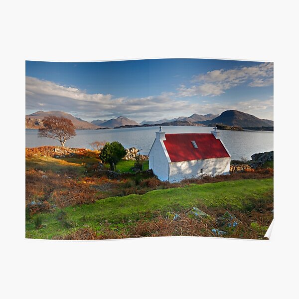 The famous Red Roof cottage at Upper Loch Torridon Scotland Poster