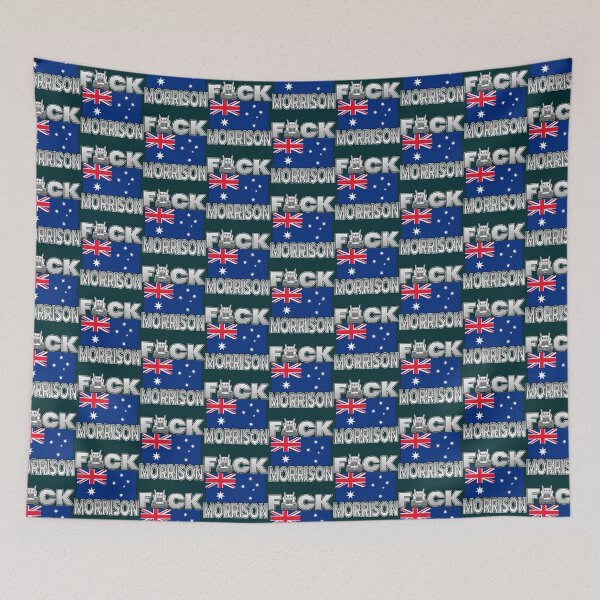 Item preview, FREEDOM CONVOY AUSTRALIA - FREEDOM RALLY AUSTRALIA FLAG HEARTS DESIGN WHITE LETTERS F-CK MORRISON designed and sold by Jeanetteandsons.