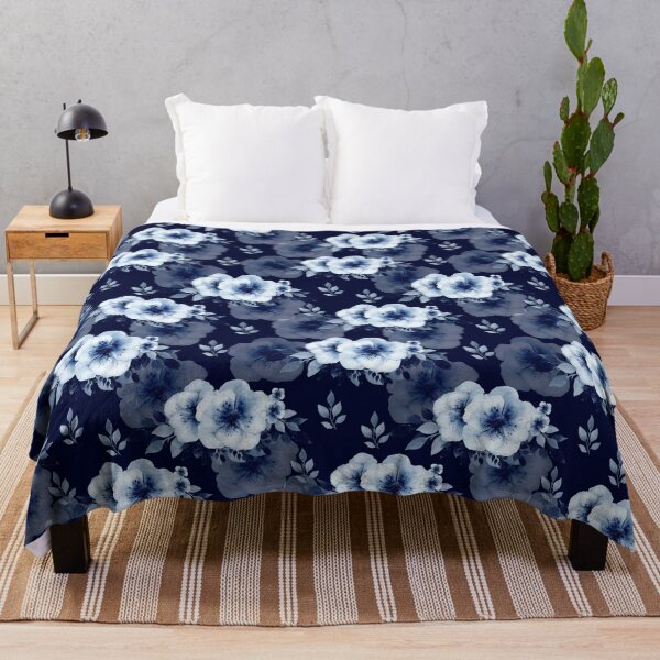 Item preview, Dusty blue flowers, watercolor, indigo blue flowers, seamless pattern. designed and sold by AnaGuziiArt.