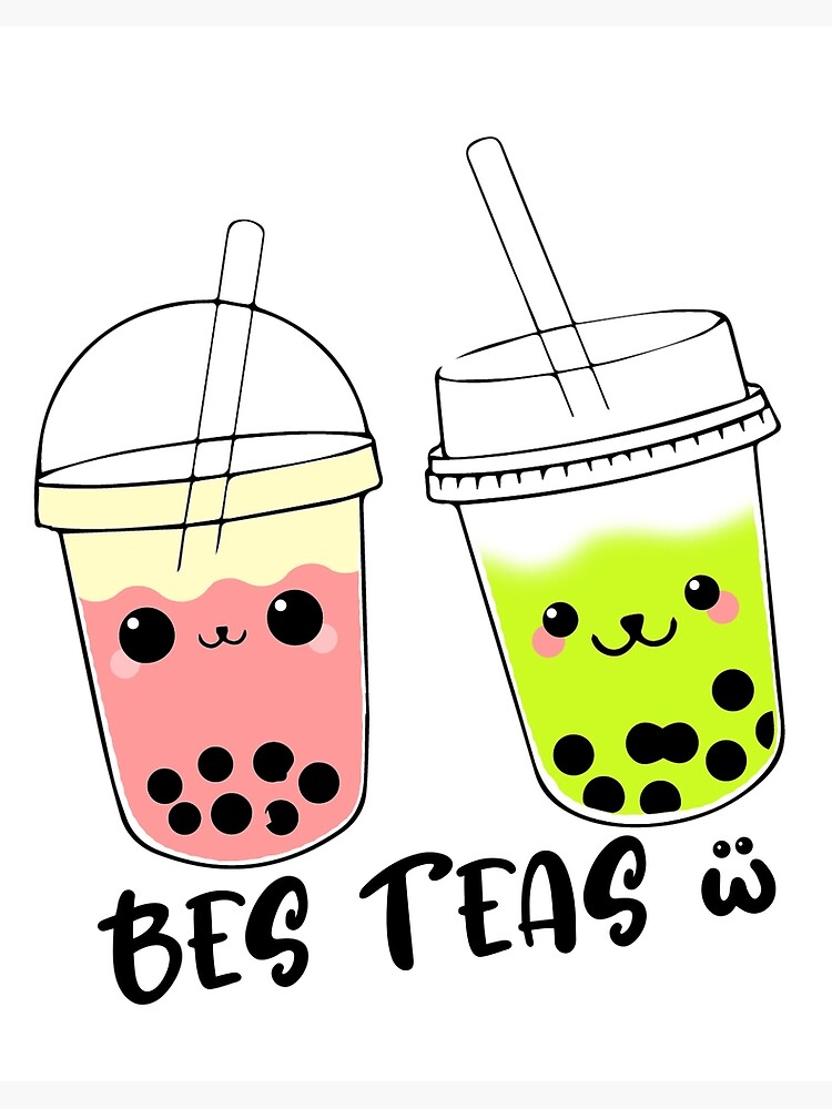 "Best Friends Bes Teas Besties Bubble Tea Cute Boba Design" Art Board ...