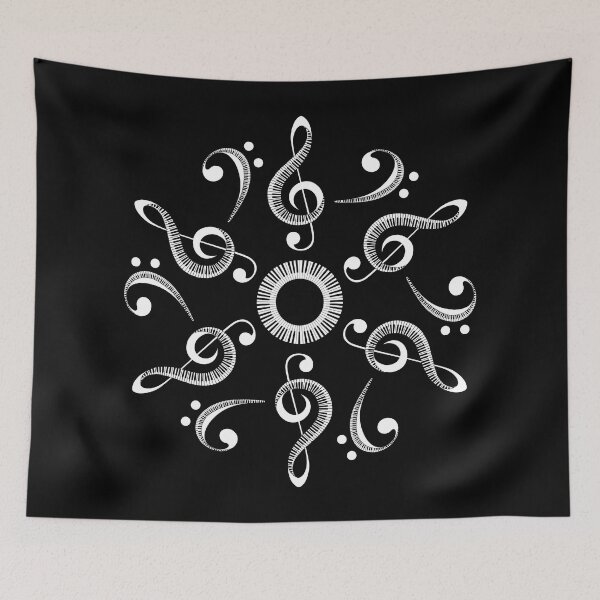 Item preview, PIANO MUSIC CLEFS MANDALA white designed and sold by KoolDsignsMUSIC.