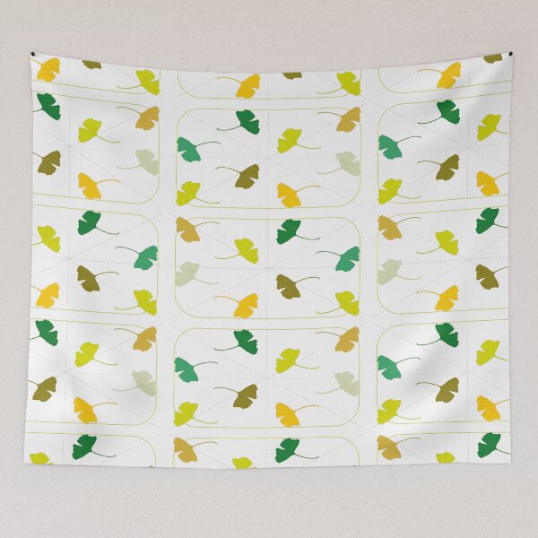 Item preview, Red Geometric Dotted Gingko Leaves Symbol 90 designed and sold by vincentbiollaz.
