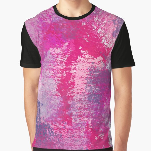 Pink, white and blue paint effect print Graphic T-Shirt
