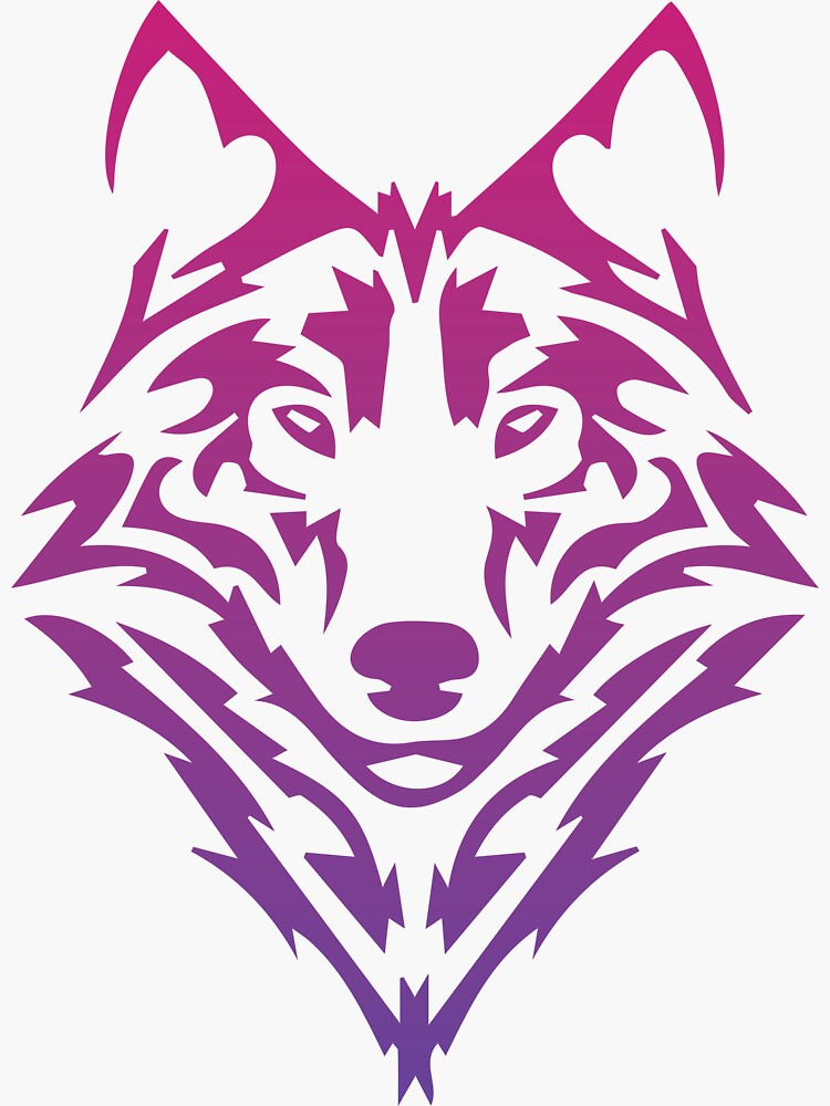 "Wolf Art in dark pink shades color gradient " Sticker by CuteAnimals