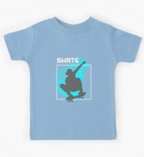 Skate Boarding Skater Silhouette Jumping Freestyle Graphic Kids Tee
