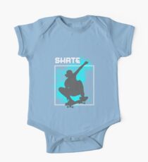 Skate Boarding Skater Silhouette Jumping Freestyle Graphic One Piece - Short Sleeve