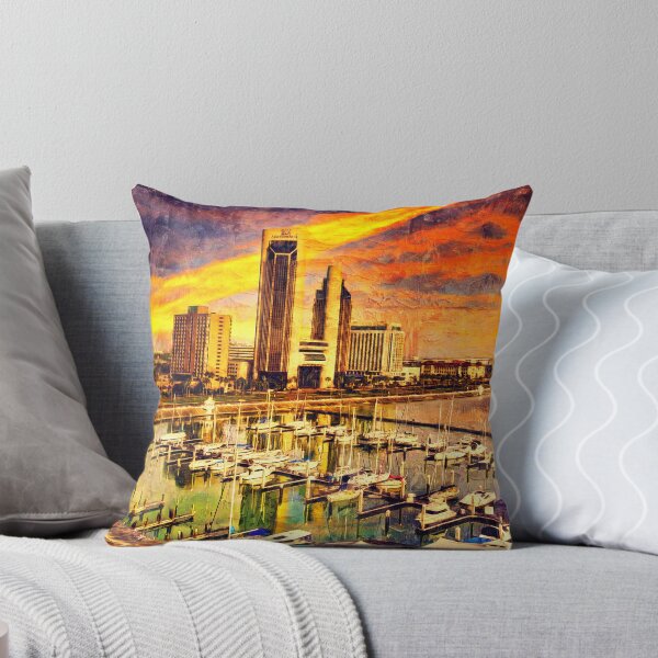 Item preview, Corpus Christi downtown seen from the marina at sunset - digital painting designed and sold by NickoPrints.