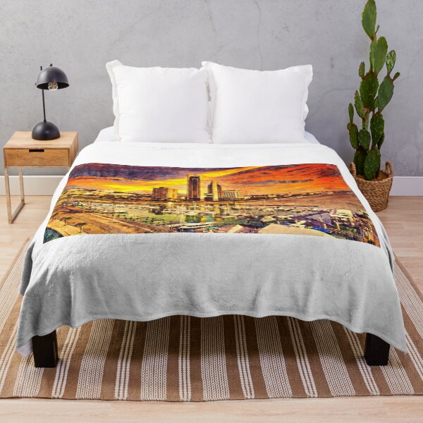 Item preview, Corpus Christi downtown seen from the marina at sunset - digital painting designed and sold by NickoPrints.