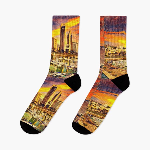 Item preview, Corpus Christi downtown seen from the marina at sunset - digital painting designed and sold by NickoPrints.