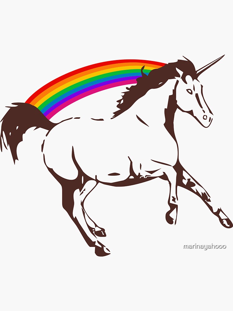 unicorn with rainbow sticker by marinayahooo redbubble