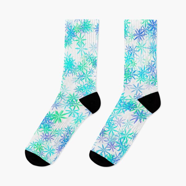 Item preview, White, blue and green floral print  designed and sold by Grey-Brunette.