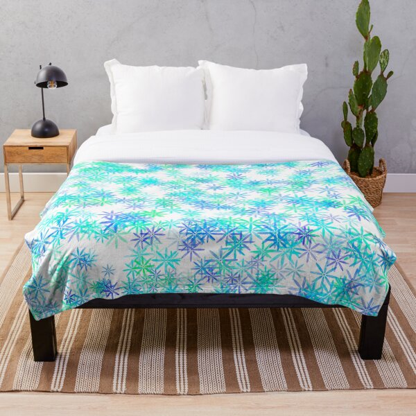 Item preview, White, blue and green floral print  designed and sold by Grey-Brunette.