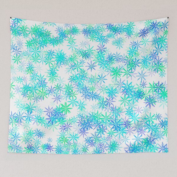 Item preview, White, blue and green floral print  designed and sold by Grey-Brunette.
