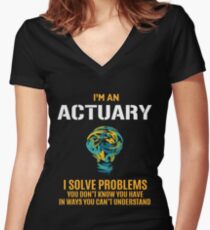 ACTUARY solve problems Women's Fitted V-Neck T-Shirt