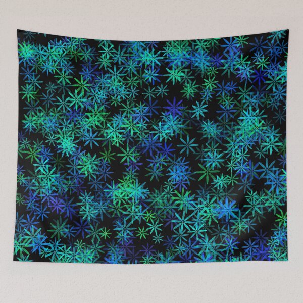 Item preview, White, blue and green floral print  designed and sold by Grey-Brunette.
