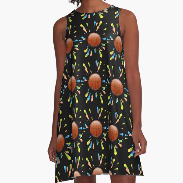 I Love Basketball Geometric Basketball Shape Low Poly Basketball A-Line Dress