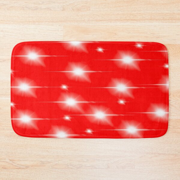 Red and white lights abstract print Bath Mat