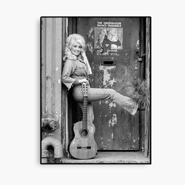 Black & White Photo Guitar Parton Dolly Canvas Print