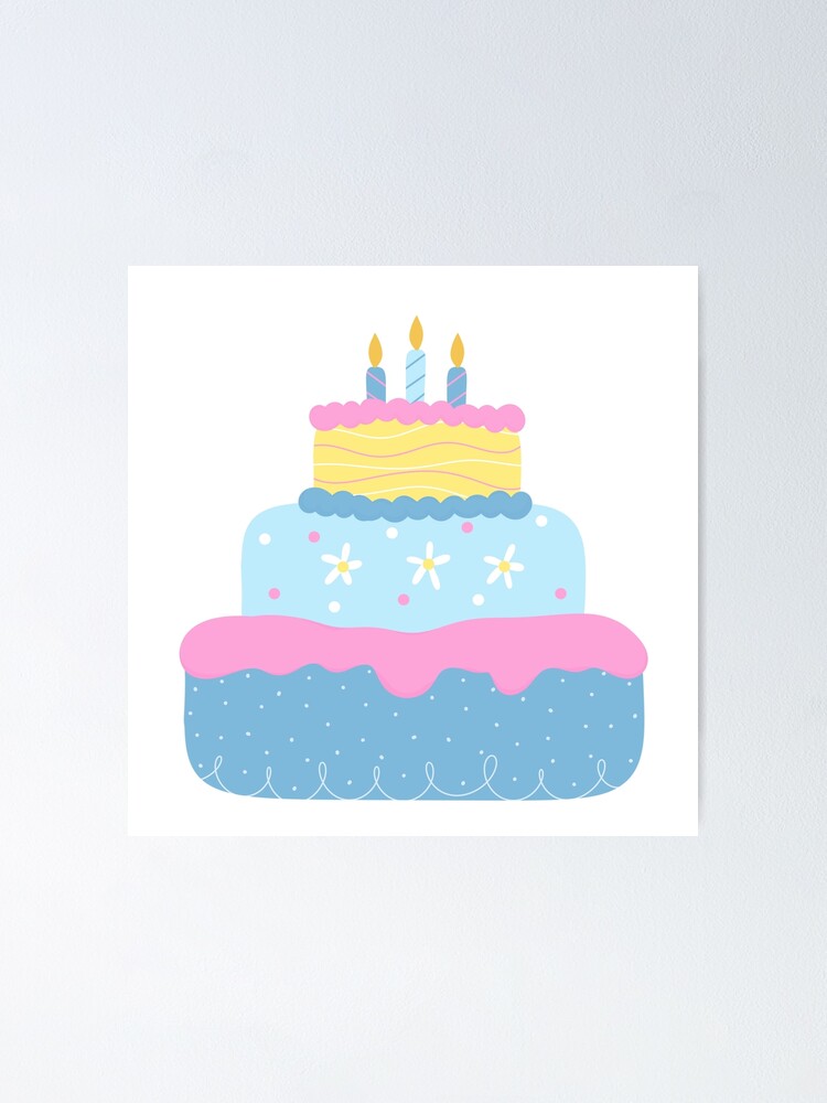 Póster «Torta Feliz Cumpleaños Colores Pastel» de DSACreative | Redbubble