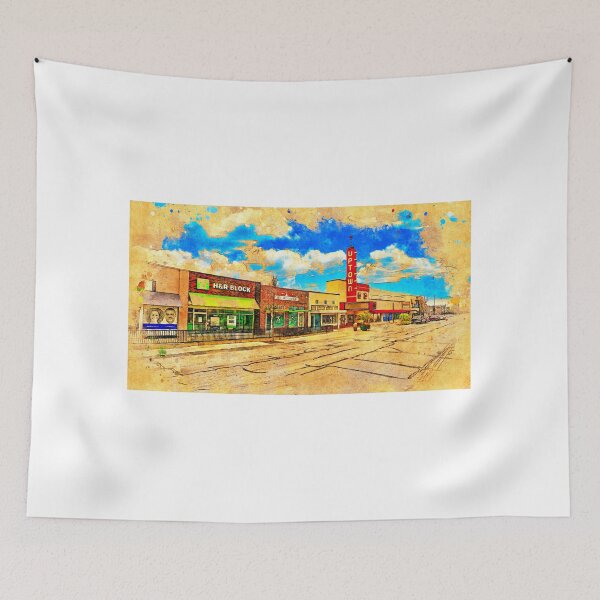 Item preview, The historic Uptown Theatre in downtown Grand Prairie, Texas - digital painting designed and sold by NickoPrints.