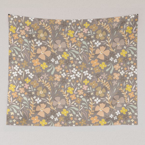 Item preview, Wild Bohemian Floral Pattern in Coffee tones, yellow, sage and peachy accents designed and sold by Dominiquevari.