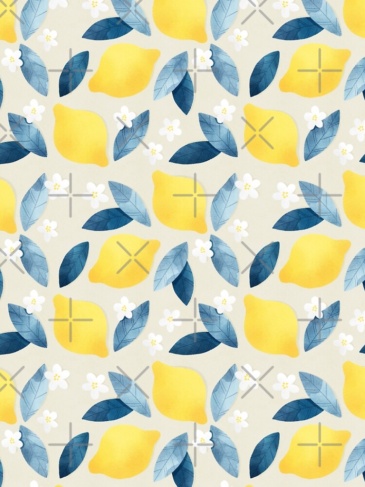 blue black dress illusion explained The Campbell Cotton Lemon Print Dress in Blue and Yellow – Liza Byrd main image 0