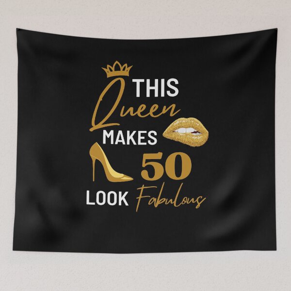 Item preview, Vintage Queen Birthday Quote 50th and fabulous Cool Heels fifty birthday Gift For Her designed and sold by Run to Creations.