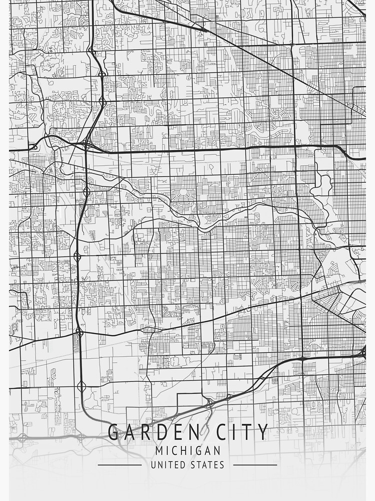 "Garden City Michigan US Gray City Map" Sticker by ctmapprint
