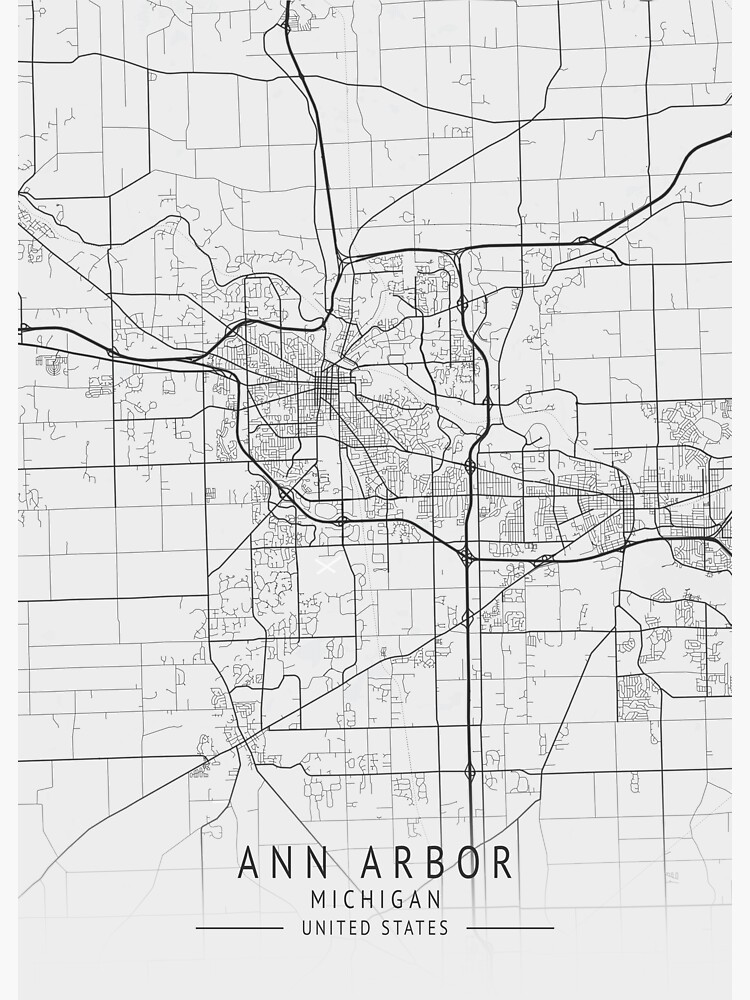 "Ann Arbor Michigan US Gray City Map" Sticker by ctmapprint Redbubble