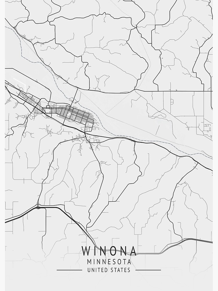 "Winona Minnesota US Gray City Map" Poster for Sale by ctmapprint